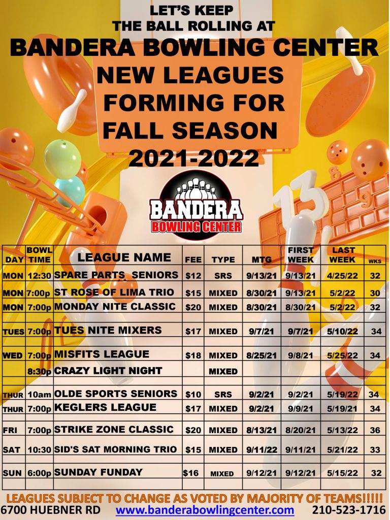 fall league schedule